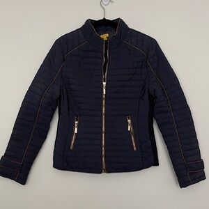 Navy Quilted Moto Women's Jacket Size M